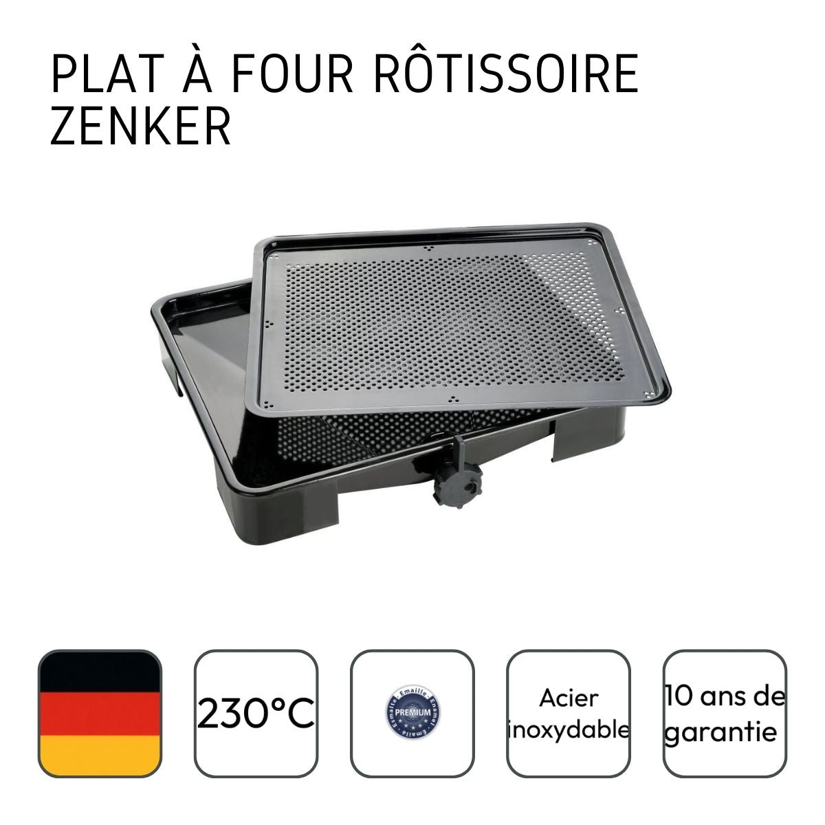 Plat de cuisson four pour rôti avec bac de récupération du jus de 3 litres Zenker Special Cooking