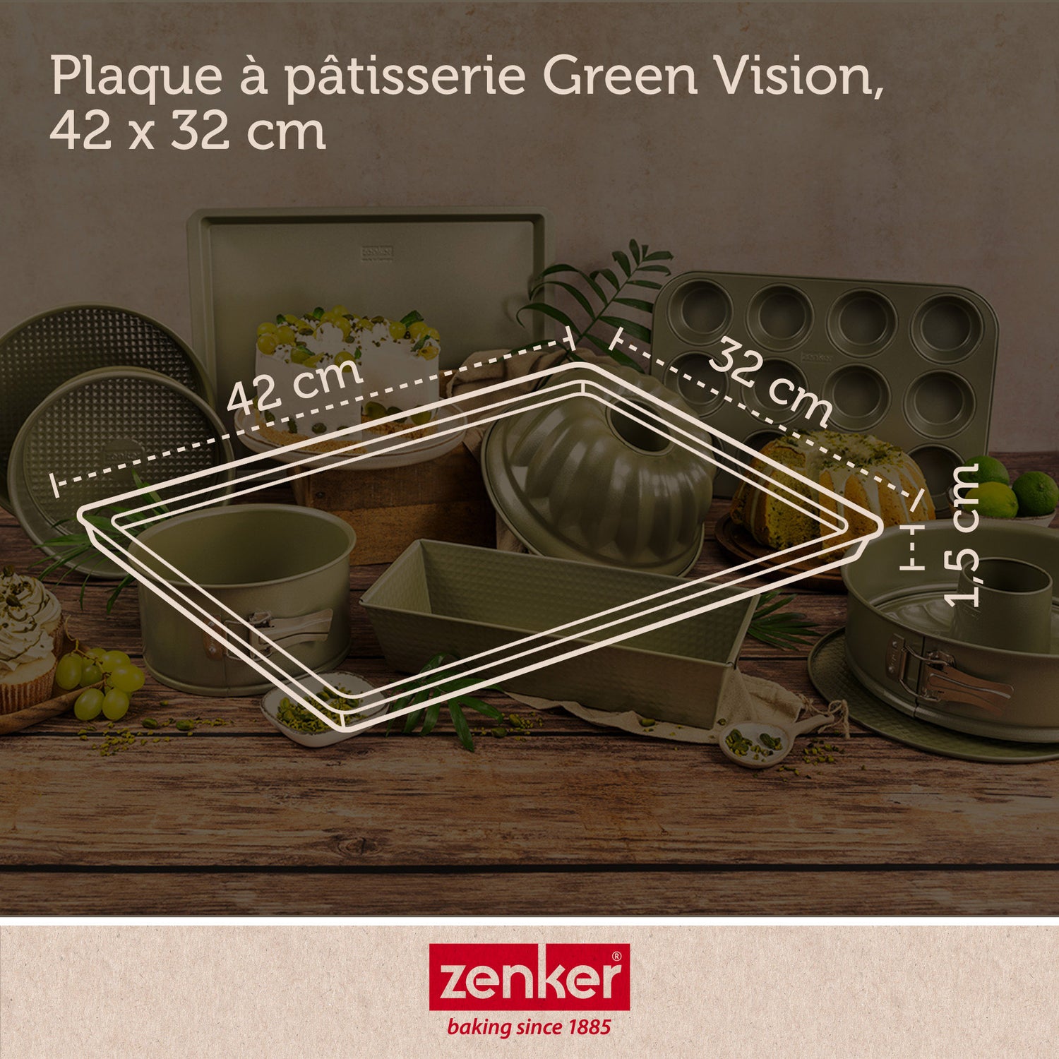 Plaque à pâtisserie éco-responsable 42 x 32 cm Zenker Green Vision