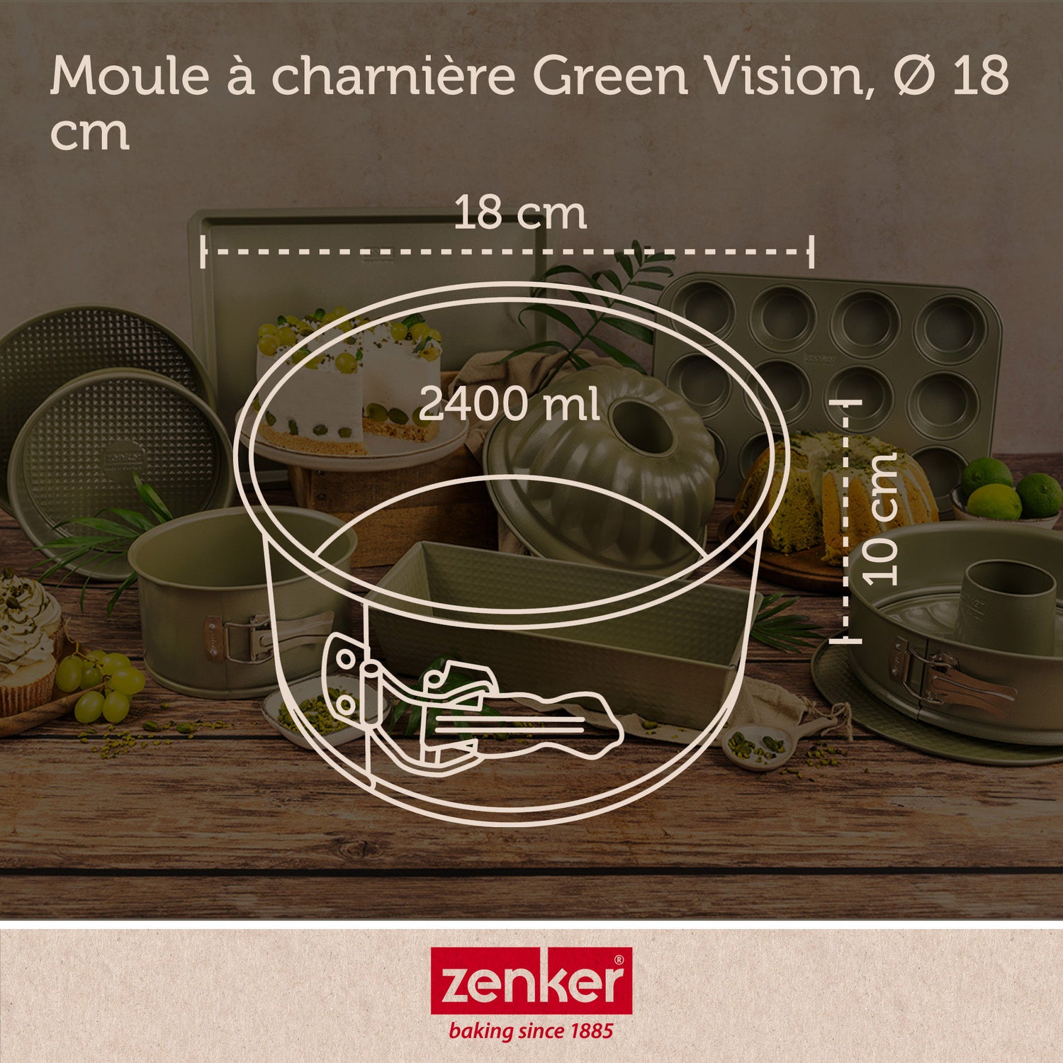 Moule à panettone à charnière 18 cm Zenker Green Vision