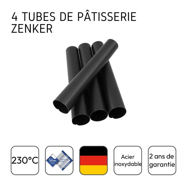Lot de 4 moules à gâteau en tube 13 x 2,5 cm Zenker