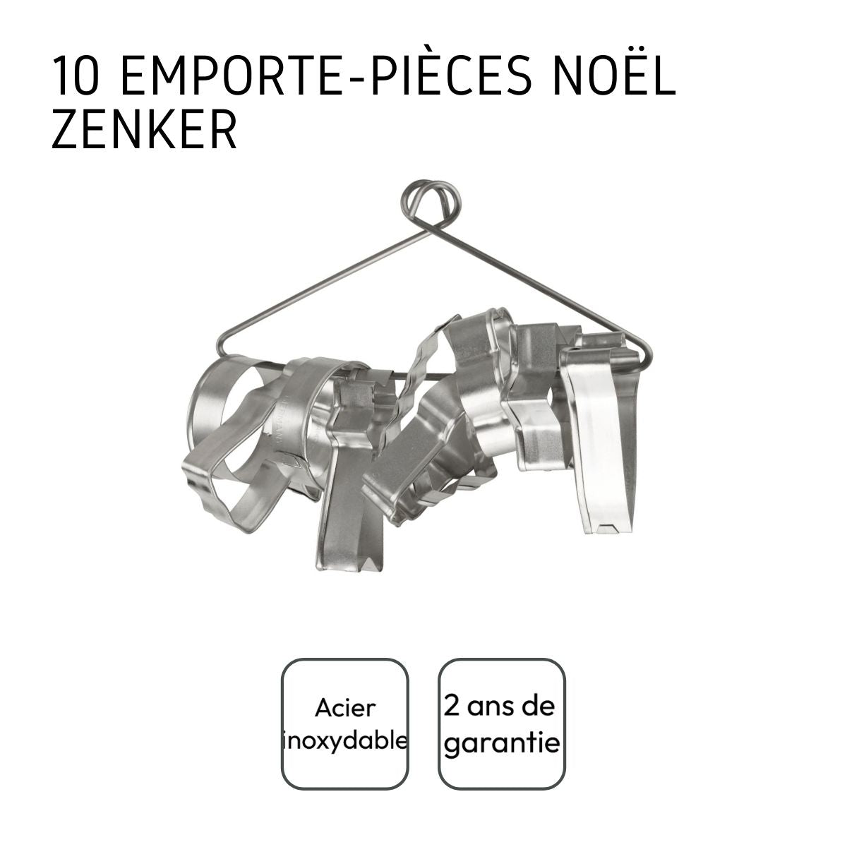 Lot de 10 emporte-pièces de Noël sur cintre Zenker