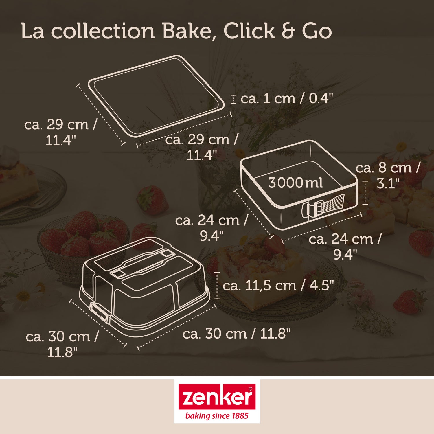 Moule à charnière carré avec couvercle Zenker Bake Click and Go