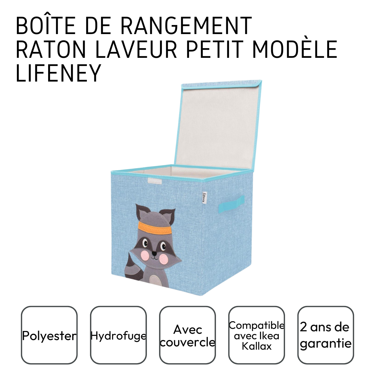 Boîte de rangement "raton laveur" avec couvercle, compatible avec l'étagère IKEA KALLAX Lifeney