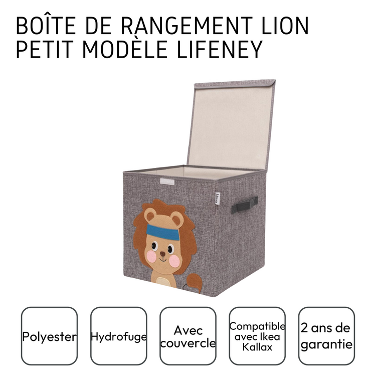Boîte de rangement "lion" avec couvercle, compatible avec l'étagère IKEA KALLAX Lifeney