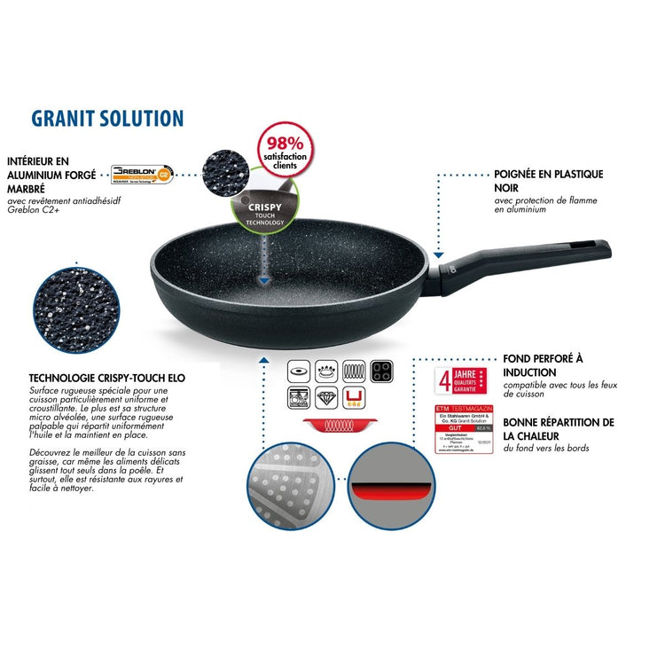 Sauteuse de cuisine 28 cm de 3,2 litres en aluminium forgé Elo Granit Solution