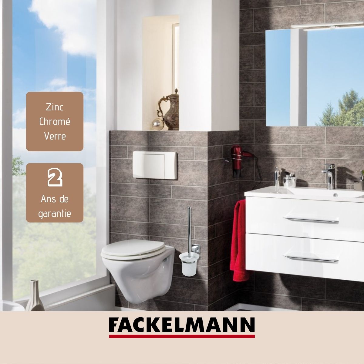 Brosse de toilette murale gris Fackelmann Mare