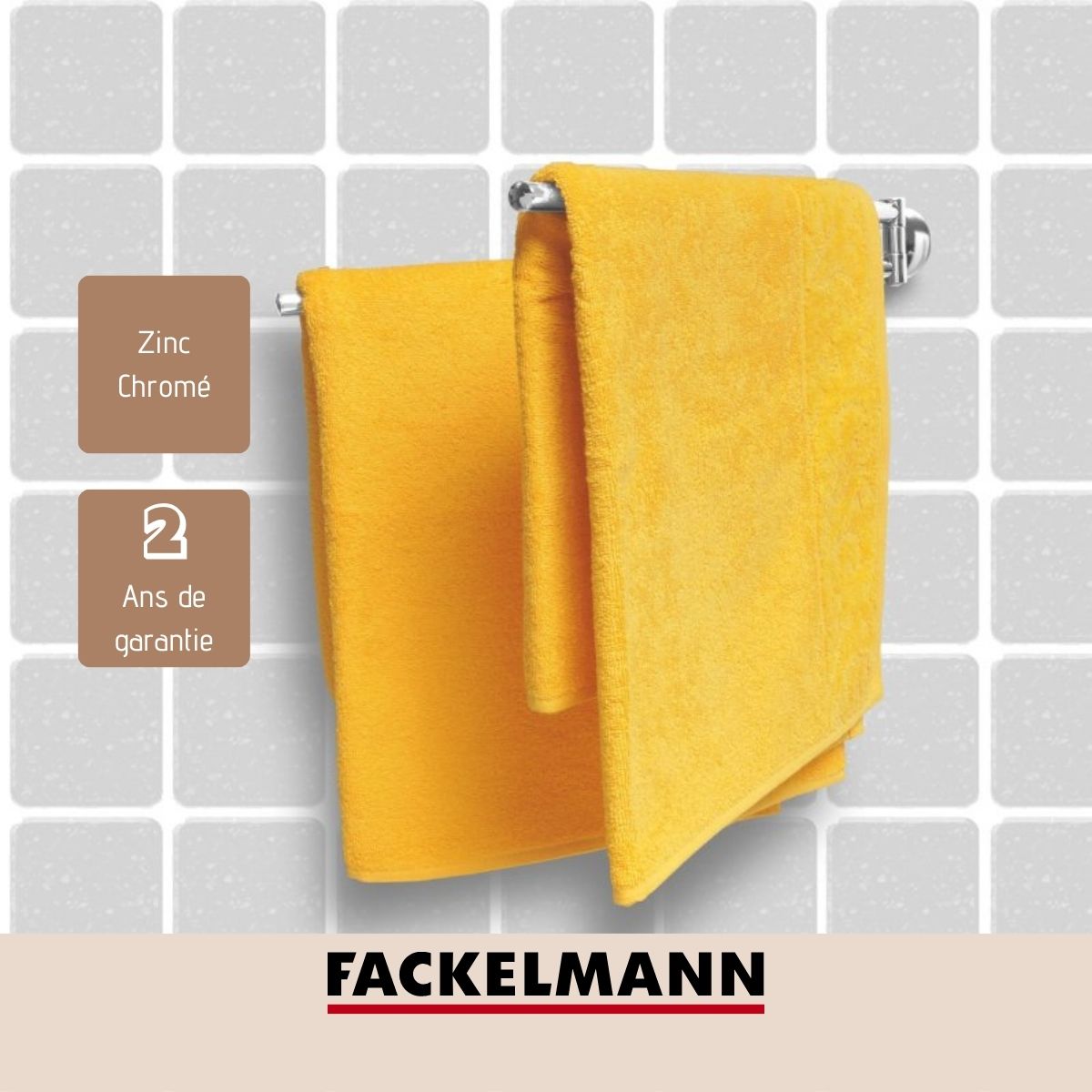 Porte serviette double gris chrome Fackelmann Vision