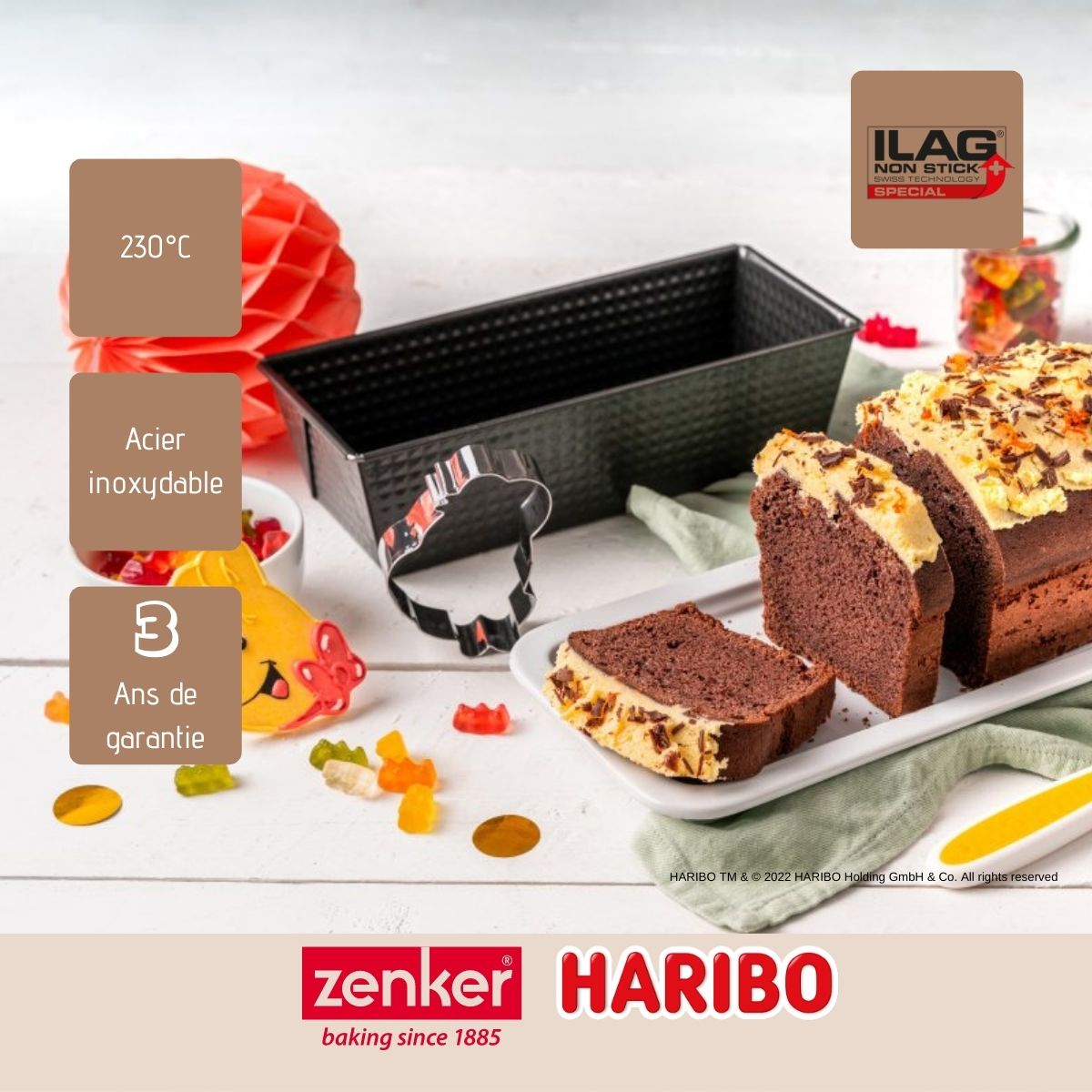 Moule à cake 25 cm avec emporte-pièce Zenker Haribo