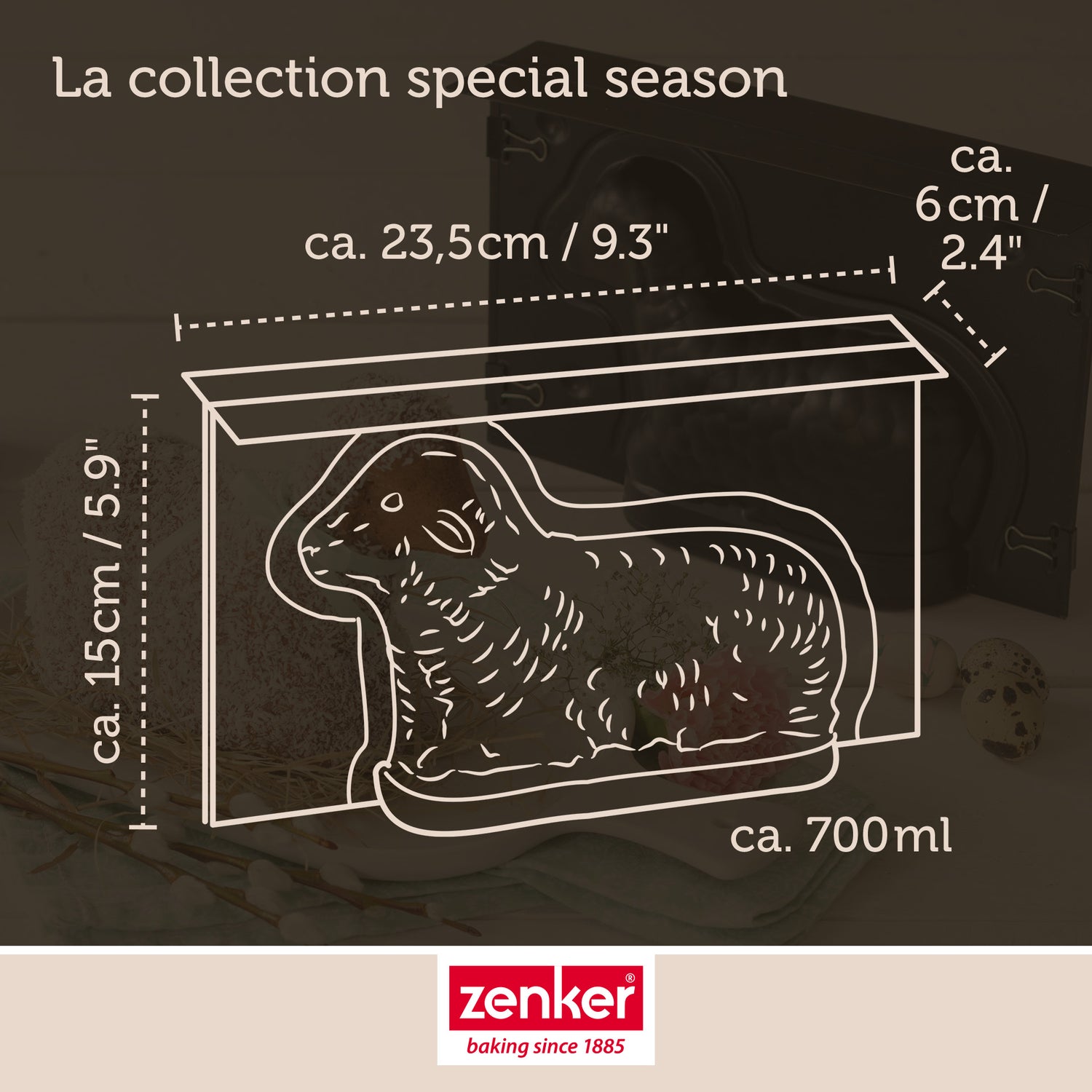 Moule agneau pascal 3D 700 ml pour Pâques Zenker