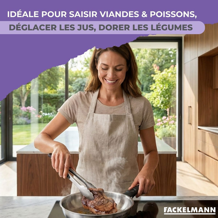 Poêle de cuisson 20 cm en inox et manche amovible Fackelmann InoGrip avec accessoires
