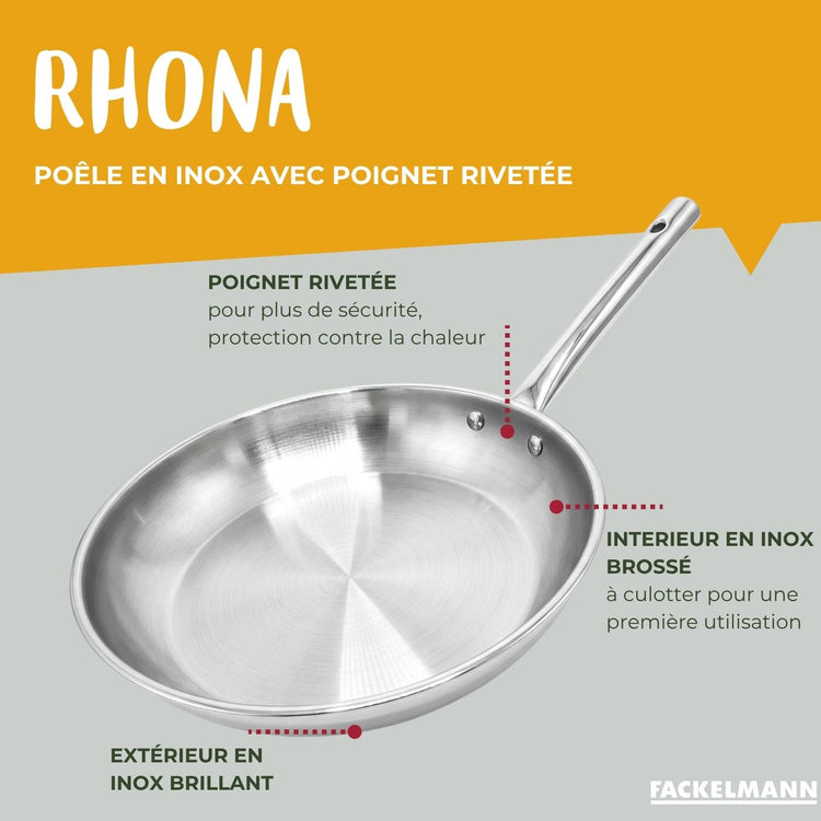 Lot de 4 casseroles 16/18/20/22 cm en inox et 1 poêle à frire 20 cm Fackelmann Rhona