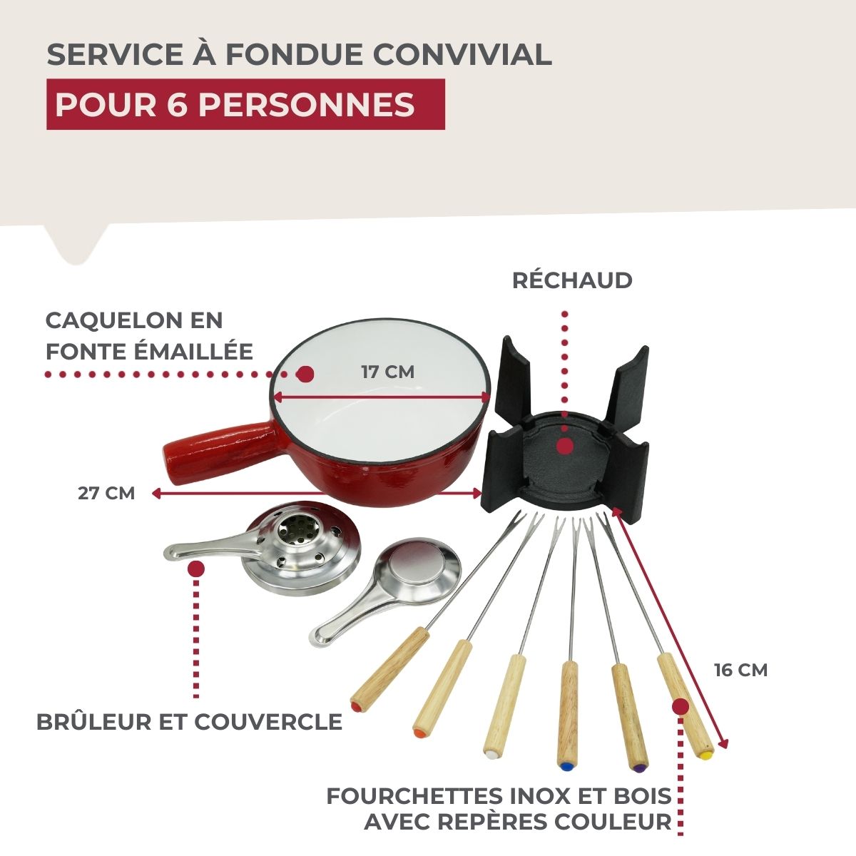 Lot de 1 appareil à fondue avec son petit train de table Fackelmann