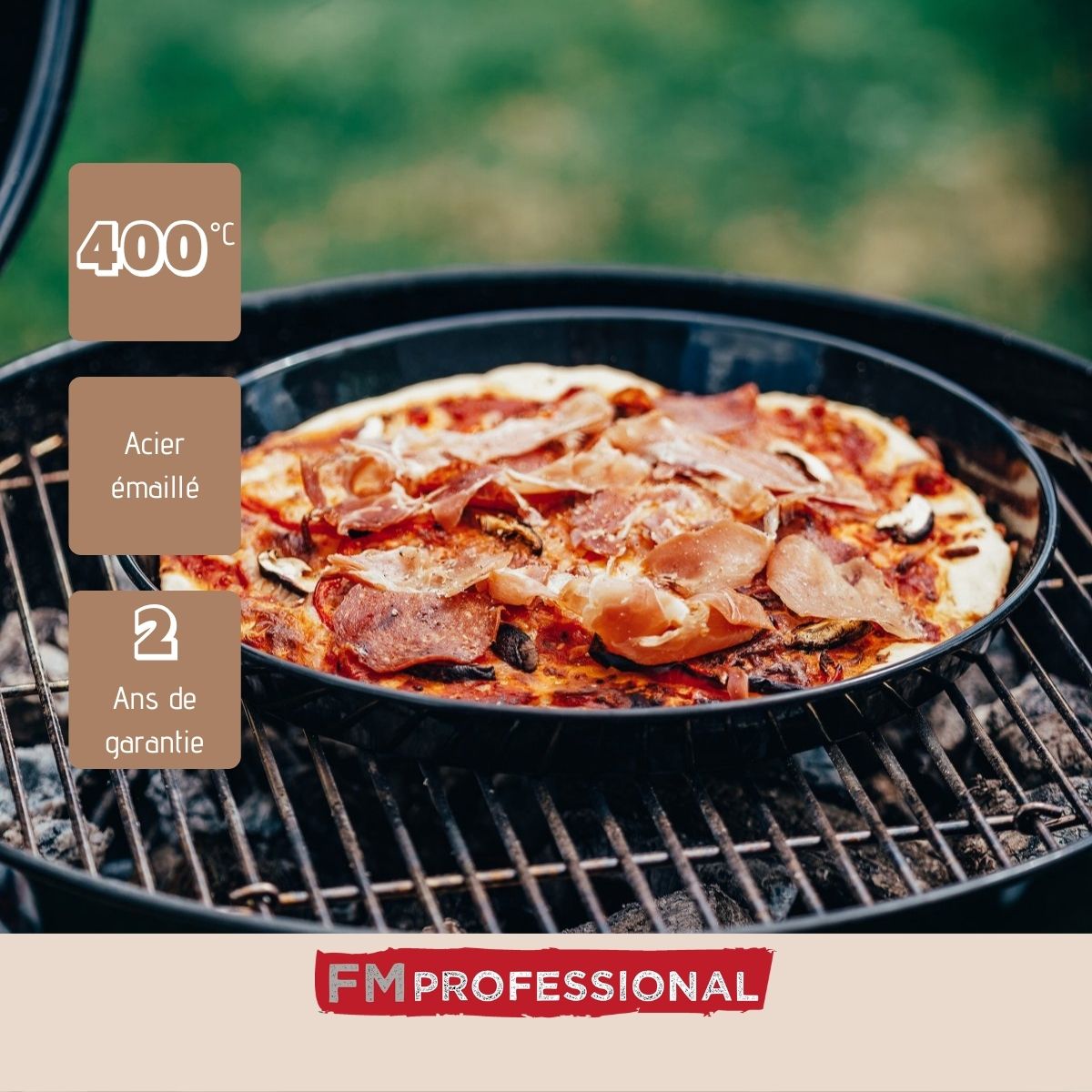 Plaque à pizza perforée ronde four et barbecue 32 cm FM Professional Barbecue