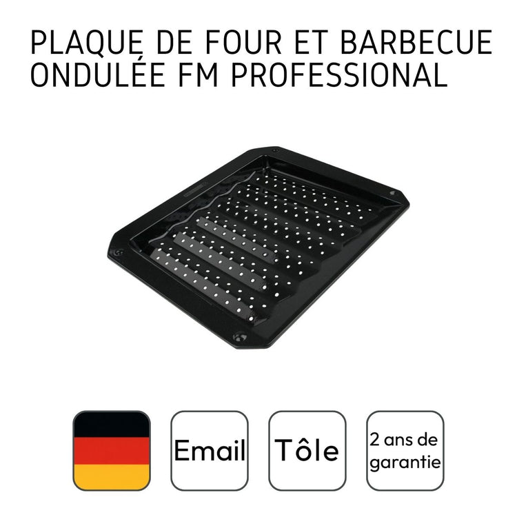 Plaque ondulée et perforée pour four et barbecue en tôle FM Professional Barbecue