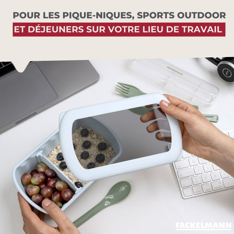 Lot de 6 lunch box 1 L avec 6 ustensiles de cuisine Fackelmann Storage