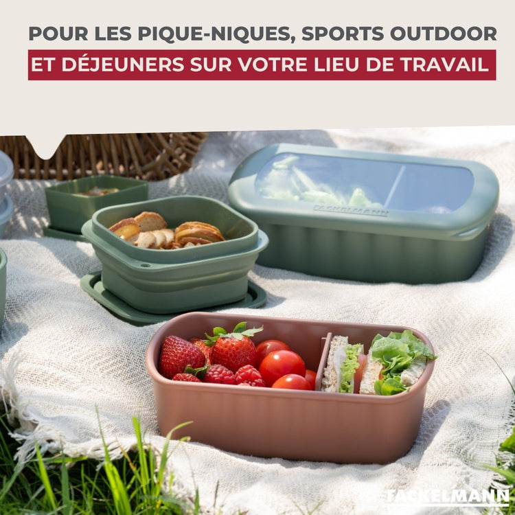 Lot de 12 boîtes à snacks pliables avec 3 boîtes à sauce Fackelmann Storage