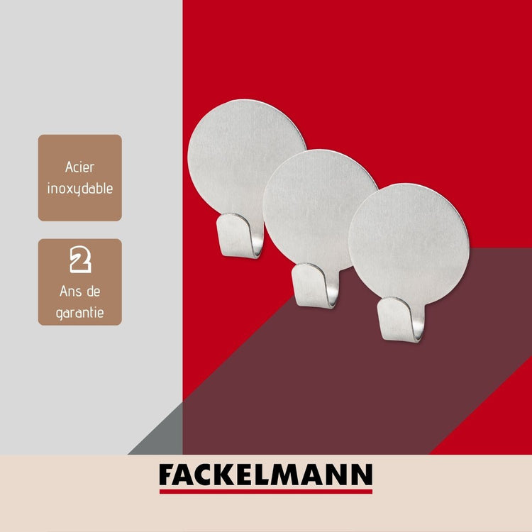 Ensemble de 6 crochets adhésifs ronds Fackelmann Tecno
