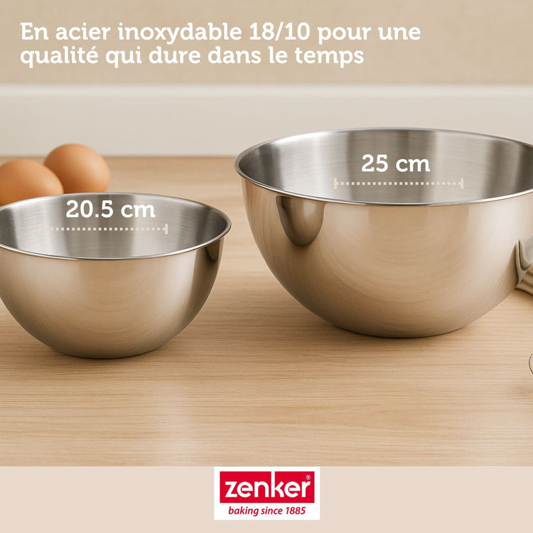 Lot comprenant 40 moules à muffins Zenker, 2 bols à mixer en inox Fackelmann
