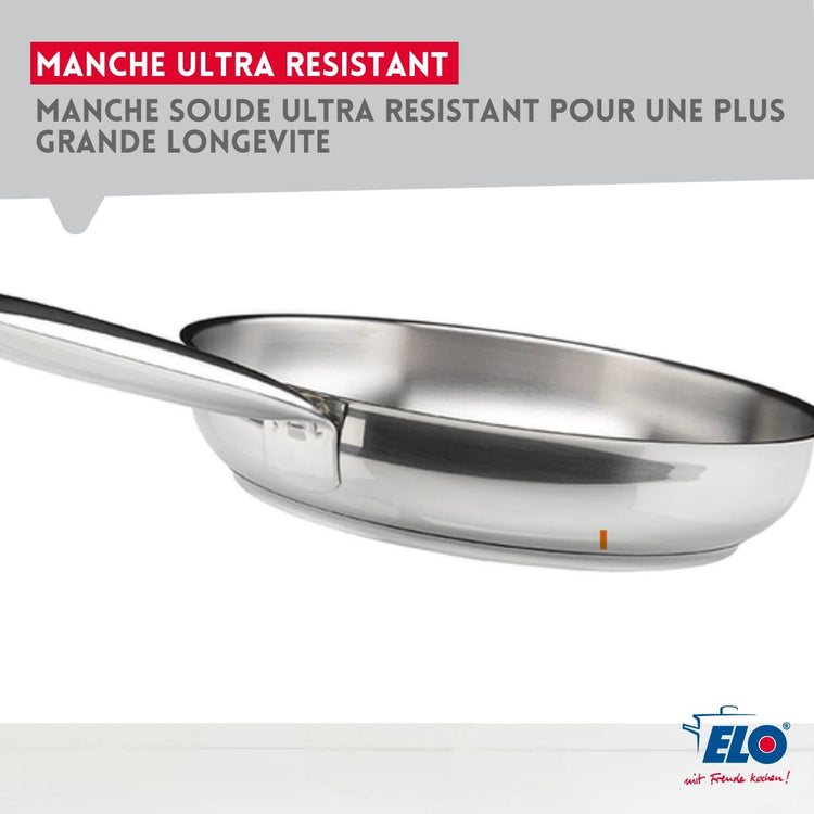 Ensemble de poêle et couvercle en verre de 32 cm Elo Profi Therm