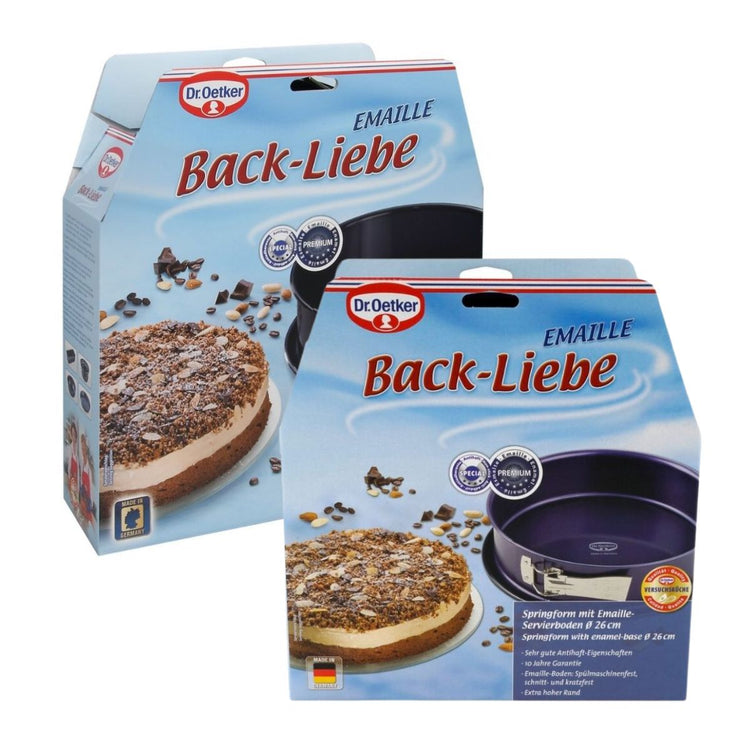 Ensemble de moule à manqué à charnière 26 et 28 cm Dr. Oetker Back Liebe