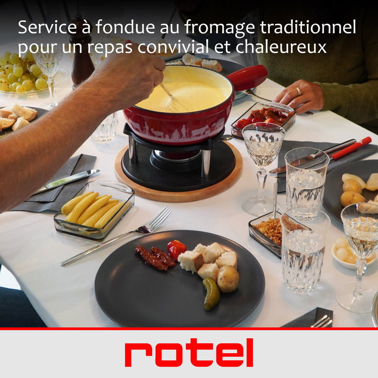 Service à fondue au fromage 6 personnes et 2 coupelles d'alcool gélifié Rotel Swiss Tradition