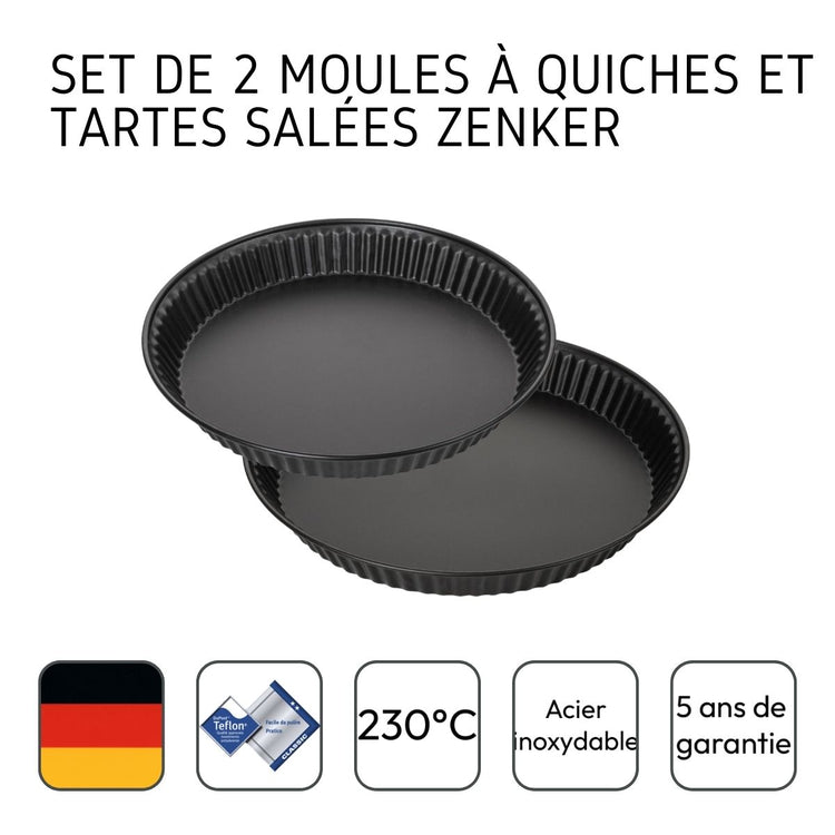Set de 2 moules à tartes ou quiches de 28 cm et 30 cm Zenker Spécial Countries
