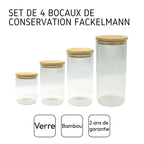 Set de 4 boîtes de conservation en verre avec couvercle en Bambou Fackelmann Eco Friendly