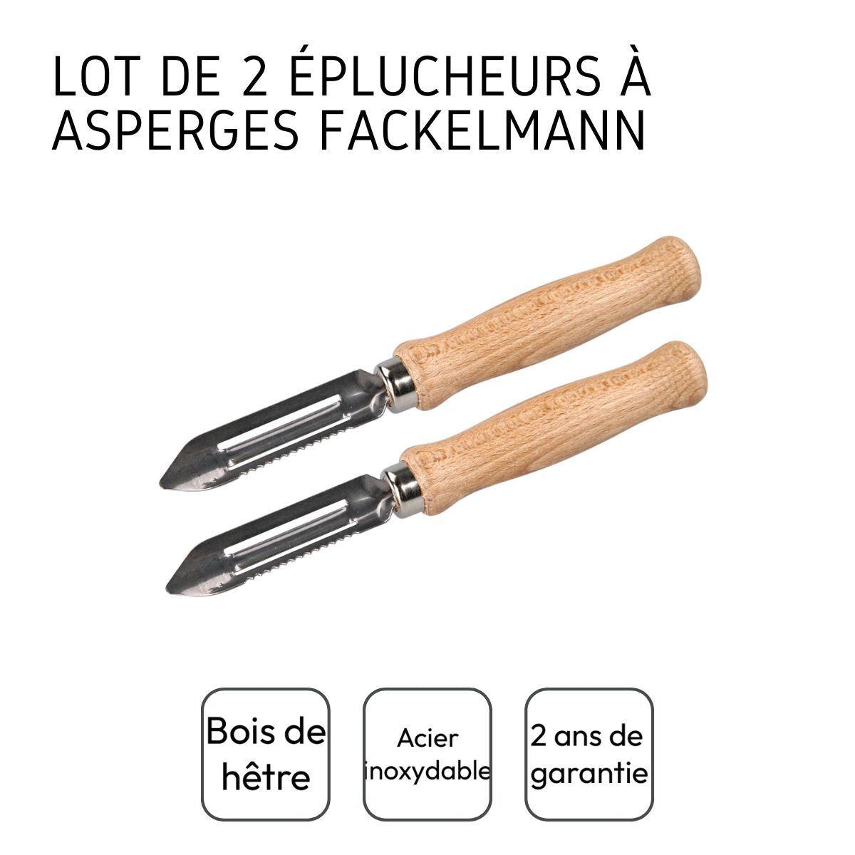 Lot de 2 éplucheurs à asperges manche en bois Fackelmann