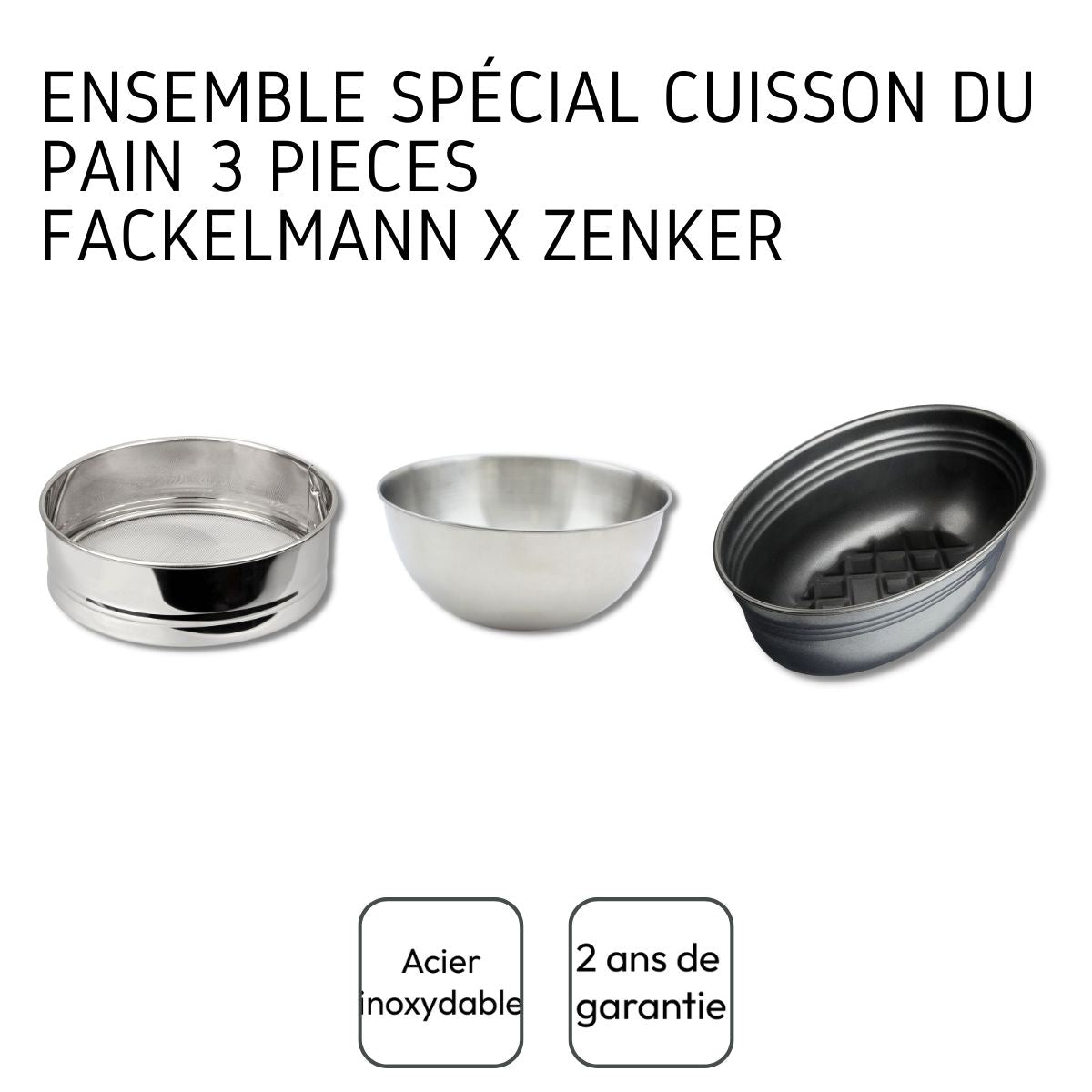 Ensemble 3 ustensiles spécial cuisson du pain Zenker x Fackelmann
