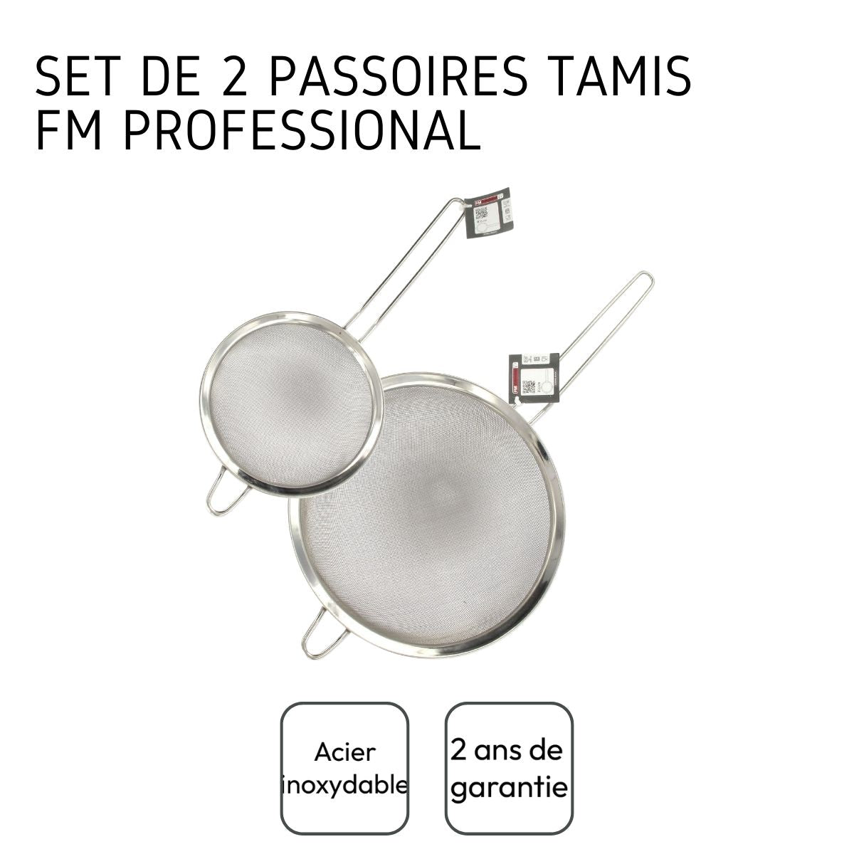 Set de 2 passoires inox 15 cm et 23 cm FM Professional
