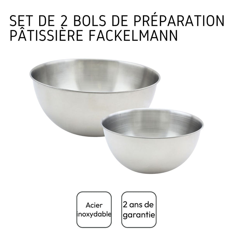 Set de 2 bols à mixer en inox 20,5 et 25 cm Fackelmann Basic