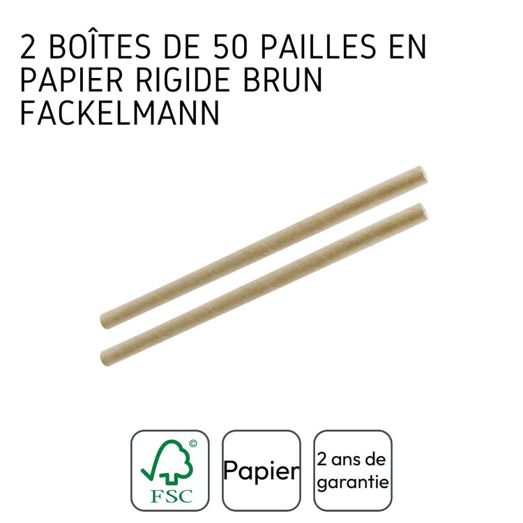 Lot de 2 boite de 50 pailles en papier rigide brun Fackelmann Eco Friendly