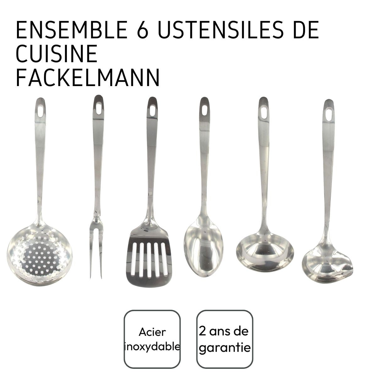 Ensemble ustensiles de cuisine 6 pièces inox Fackelmann Oxford