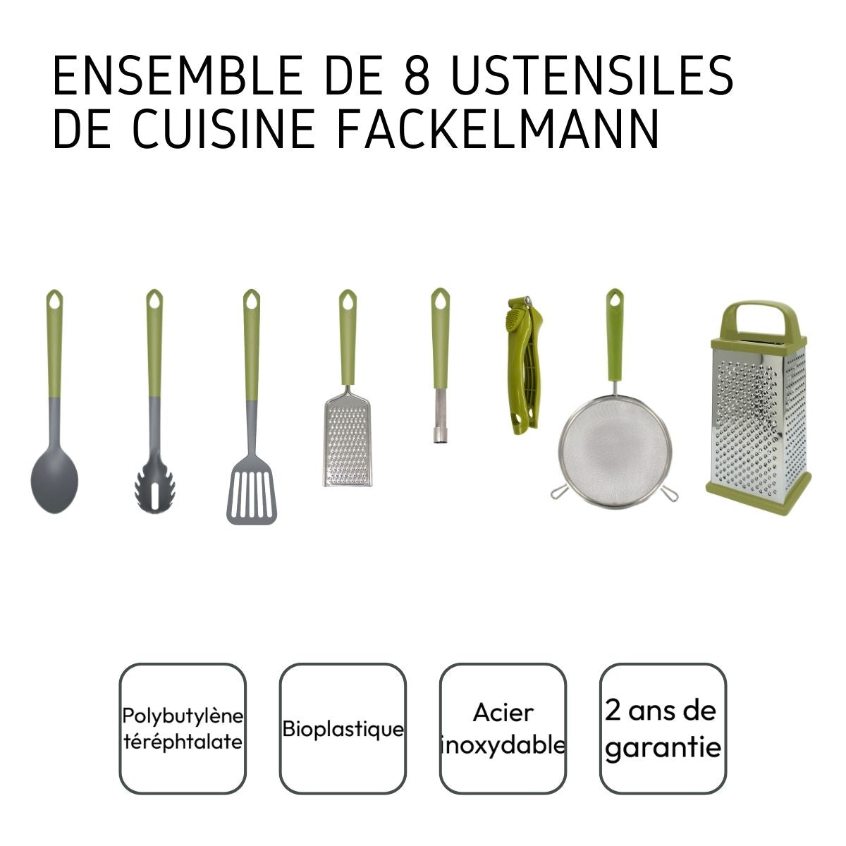 Ensemble de 8 ustensiles de cuisine Fackelmann Gamme Zéro
