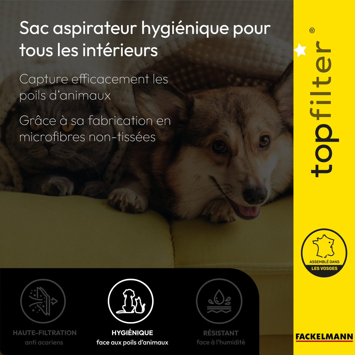 Lot de 4 packs de 4 sacs aspirateur 64541 pour Hoover et Elcotec TopFilter Premium