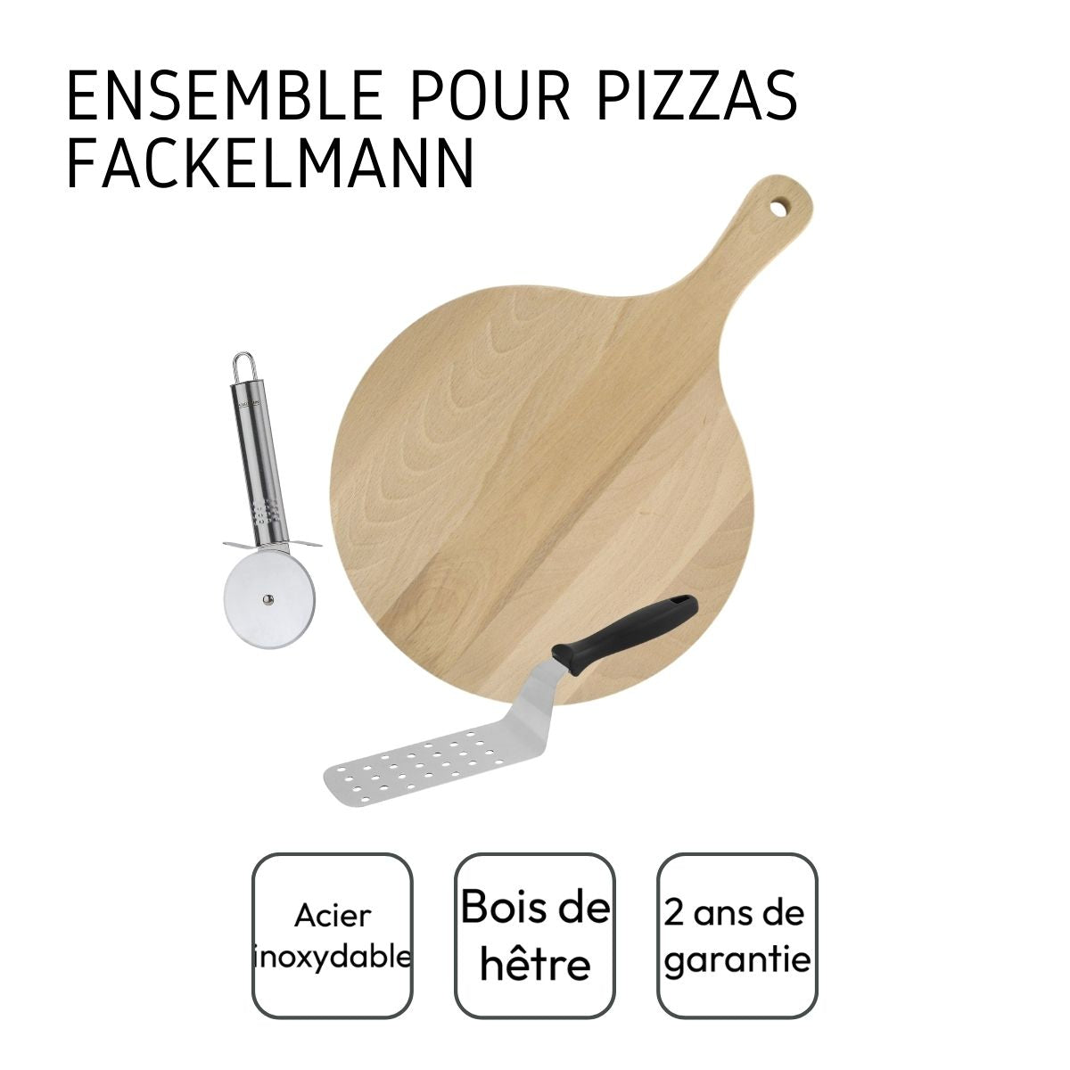 Ensemble de 3 ustensiles pour pizzas Fackelmann