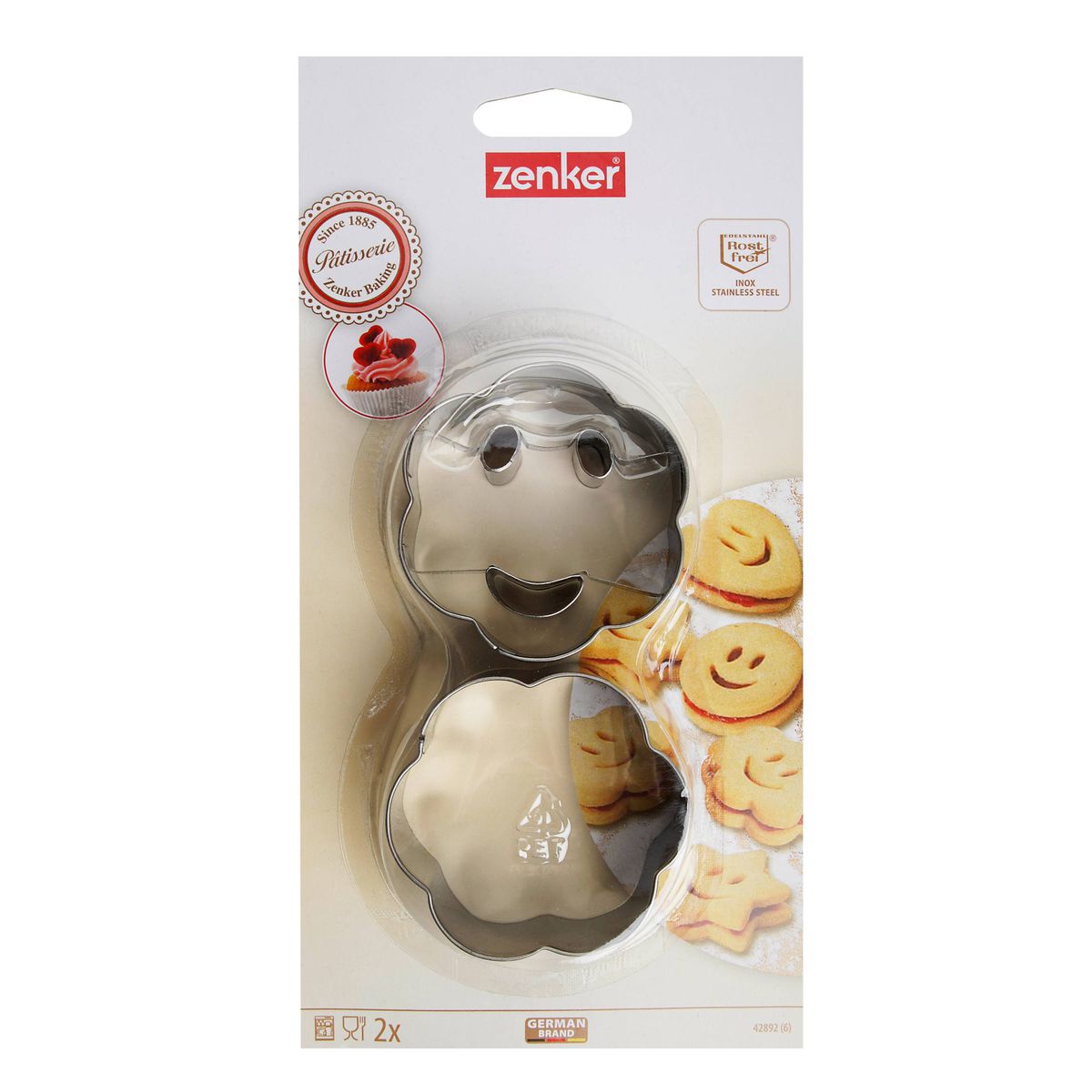 Lot de 2 emporte-pièces smiley Zenker