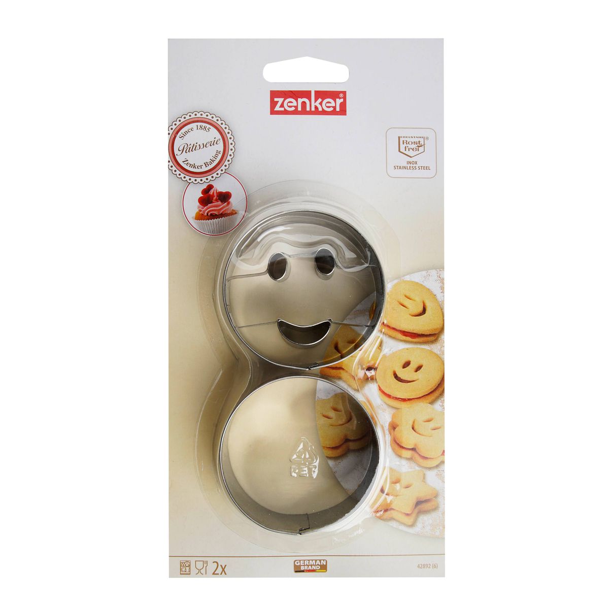 Lot de 2 emporte-pièces smiley Zenker