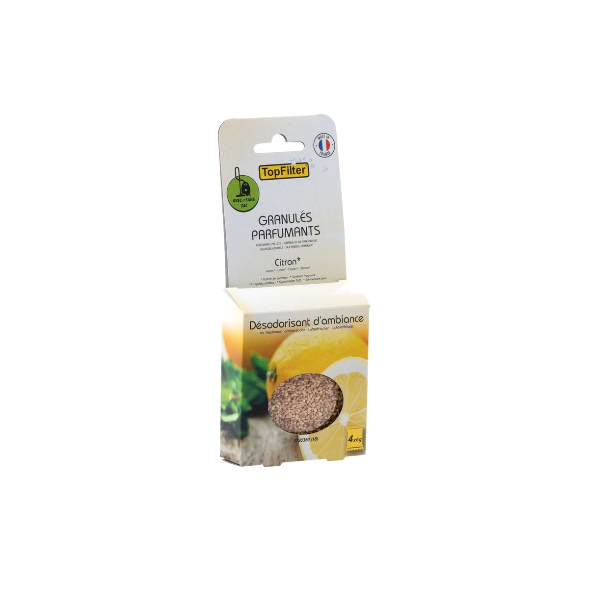 Lot de 4 sachets de granulés parfumants pour aspirateur au citron TopFilter