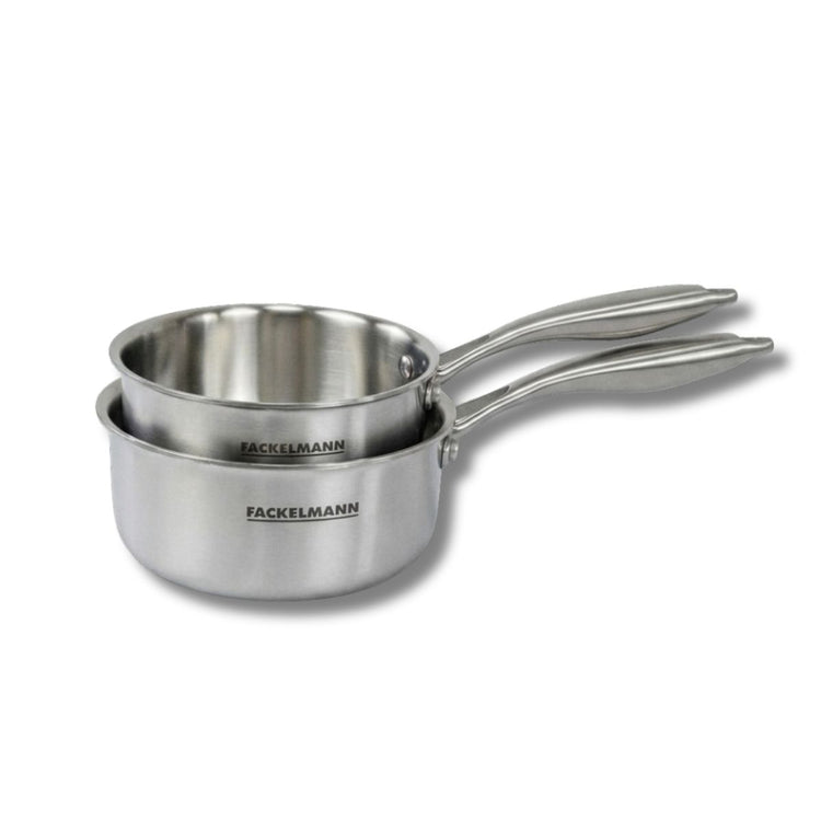 Batterie de cuisine avec 2 casseroles 14 et 18 cm en inox sans PFAS Fackelmann Vita3