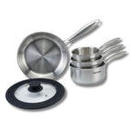 Batterie de cuisine avec 1 poêle 28 cm et 2 casseroles 14/18 cm et 1 couvercle de cuisson universel sans PFAS Fackelmann Vita3