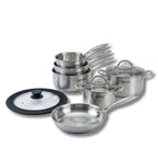 Batterie de cuisine avec 1 poêle 26 cm 3 casseroles 14/18 cm 2 faitouts 20/24 cm et 1 couvercle de cuisson universel sans PFAS Fackelmann Vita3