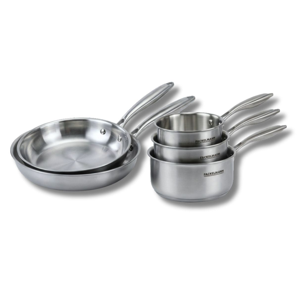 Batterie de cuisine avec 2 poêles 20/24 cm et 2 casseroles 14/18 cm en inox sans PFAS Fackelmann Vita3