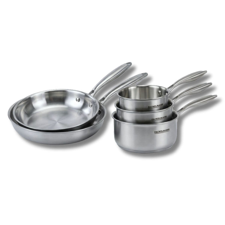 Batterie de cuisine avec 2 poêles 20/24 cm et 2 casseroles 14/18 cm en inox sans PFAS Fackelmann Vita3