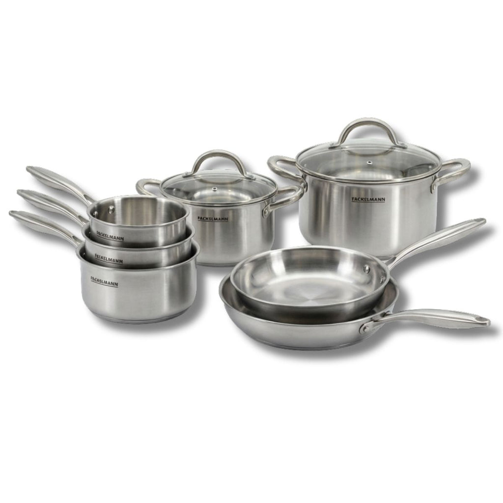 Batterie de cuisine avec 2 poêles 24/28 cm 2 casseroles 14/18 cm et 2 faitouts 20/24 cm sans PFAS Fackelmann Vita3