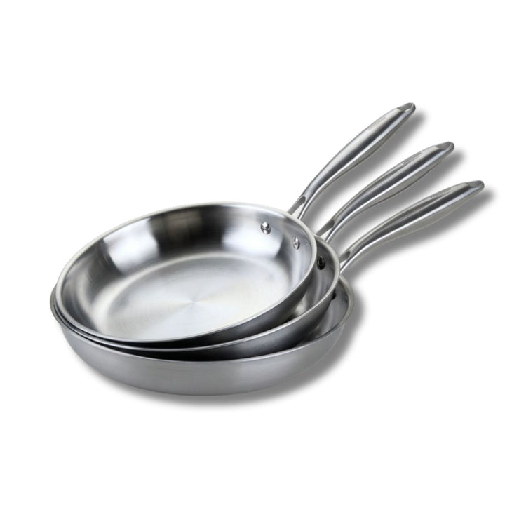 3 poêles 20 26 et 28 cm inox 18/10 Triply Fackelmann Vita3
