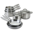 Batterie de cuisine avec 3 poêles 20/24/28 cm 2 casseroles 14/18 cm et 2 faitouts 20/24 cm en inox sans PFAS Fackelmann Vita3