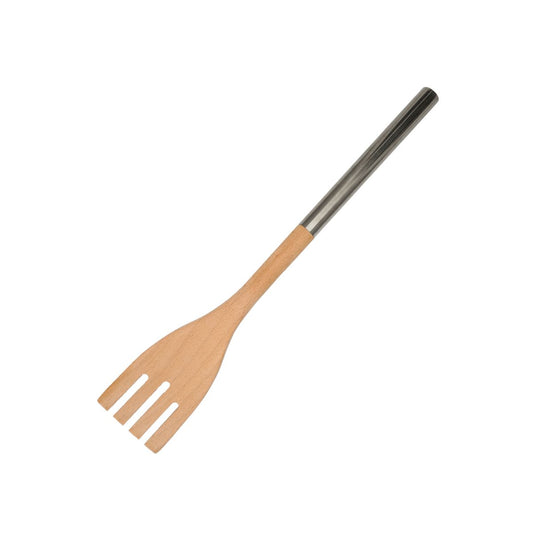 Spatule de cuisine en bois ajourée avec manche inox 34 cm Fackelmann Boissellerie
