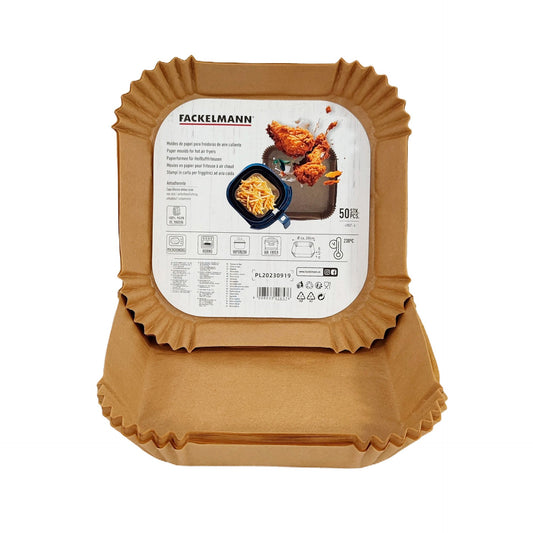 50 Moules en papier antiadhésif pour friteuse air fryer sans huile carrés 20 cm Fackelmann