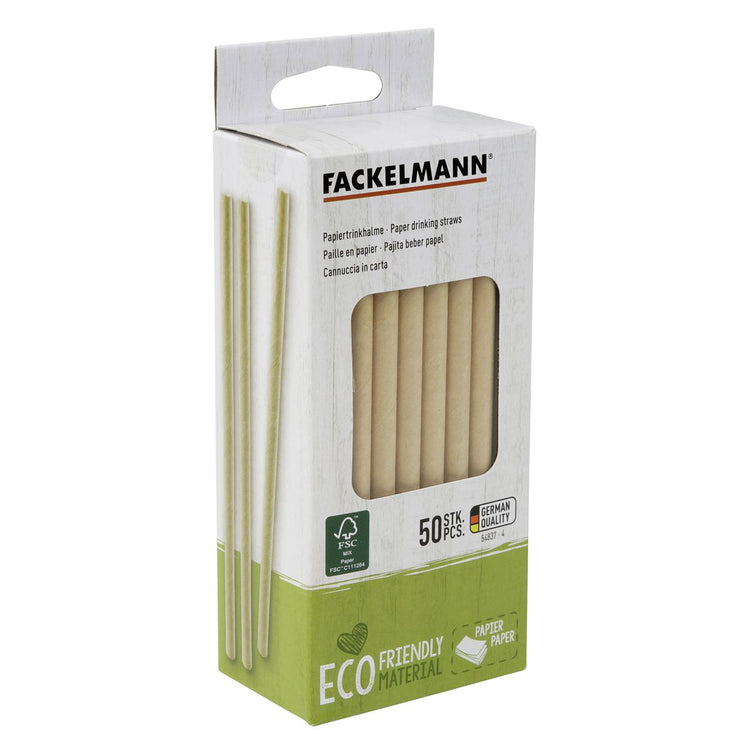 Boite de 50 pailles en papier rigide brun Fackelmann Eco Friendly
